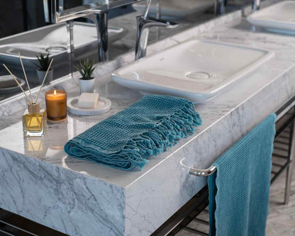 Waffle Weave Organic Cotton Turkish Towel, Stone Washed Bath and Hand – view 34