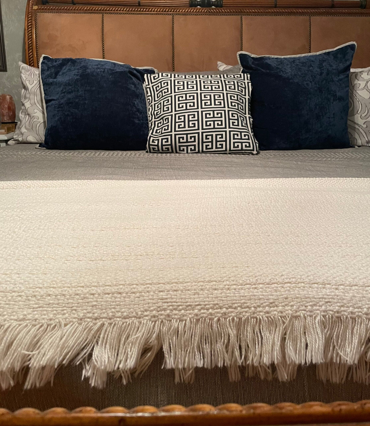 100% Cotton Fringed Throw Blanket, 52 x 65 Inch – view 2