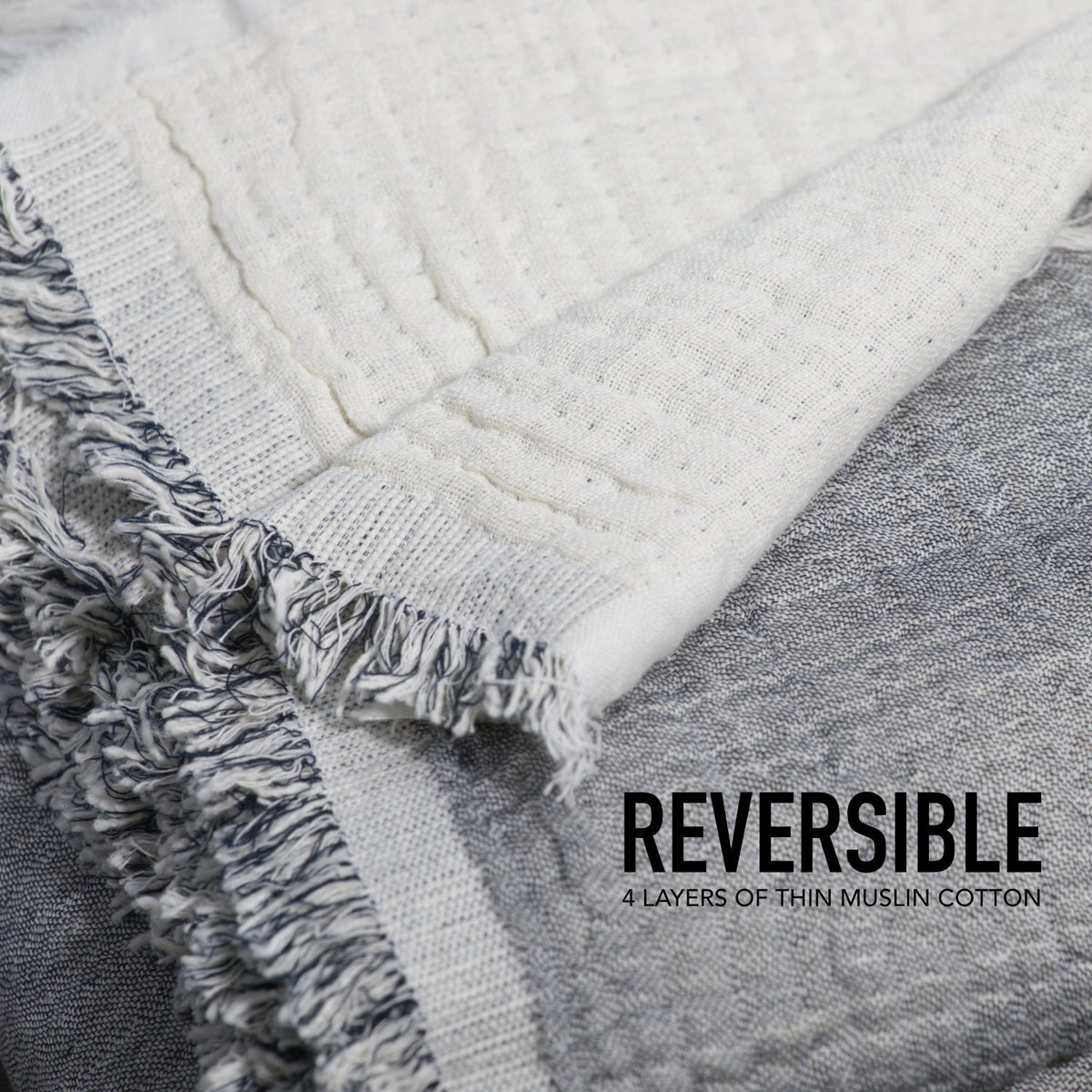 100% Cotton Reversible Muslin Throw Blanket, 60 x 80 Inch – view 4