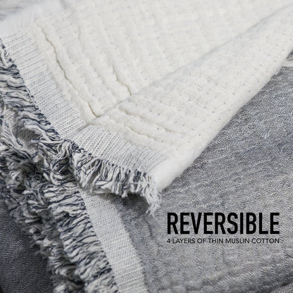 100% Cotton Reversible Muslin Throw Blanket, 60 x 80 Inch – view 4