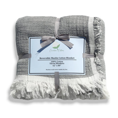 100% Cotton Reversible Muslin Throw Blanket, 60 x 80 Inch – view 6