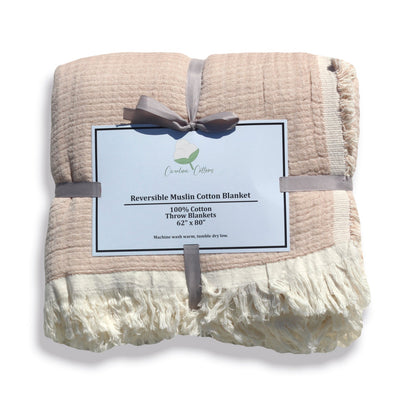 100% Cotton Reversible Muslin Throw Blanket, 60 x 80 Inch – view 7
