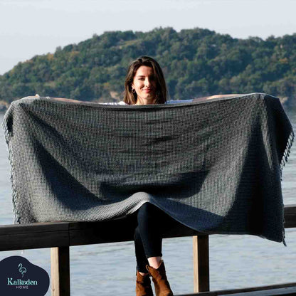 Waffle Weave Organic Cotton Turkish Towel, Stone Washed Bath and Hand – view 2