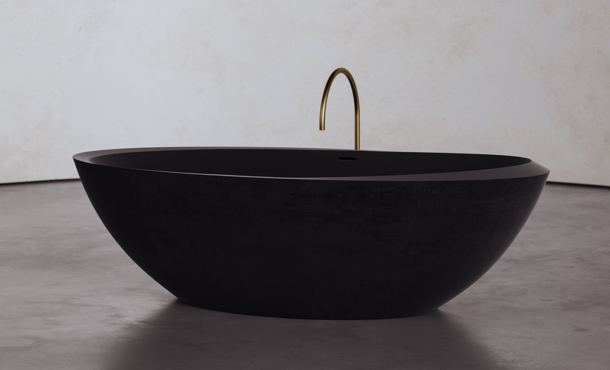 Large Oval Freestanding Concrete Bathtub – Studio Collection – view 3