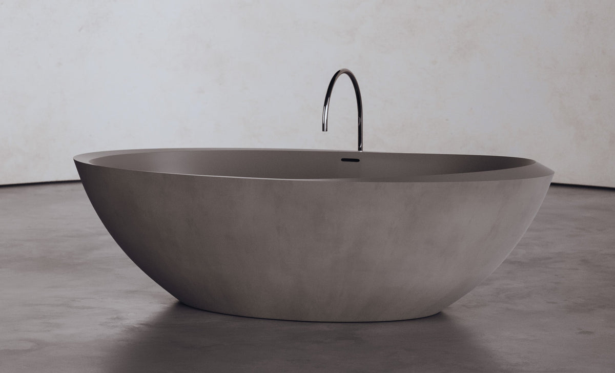 Large Oval Freestanding Concrete Bathtub – Studio Collection – view 2