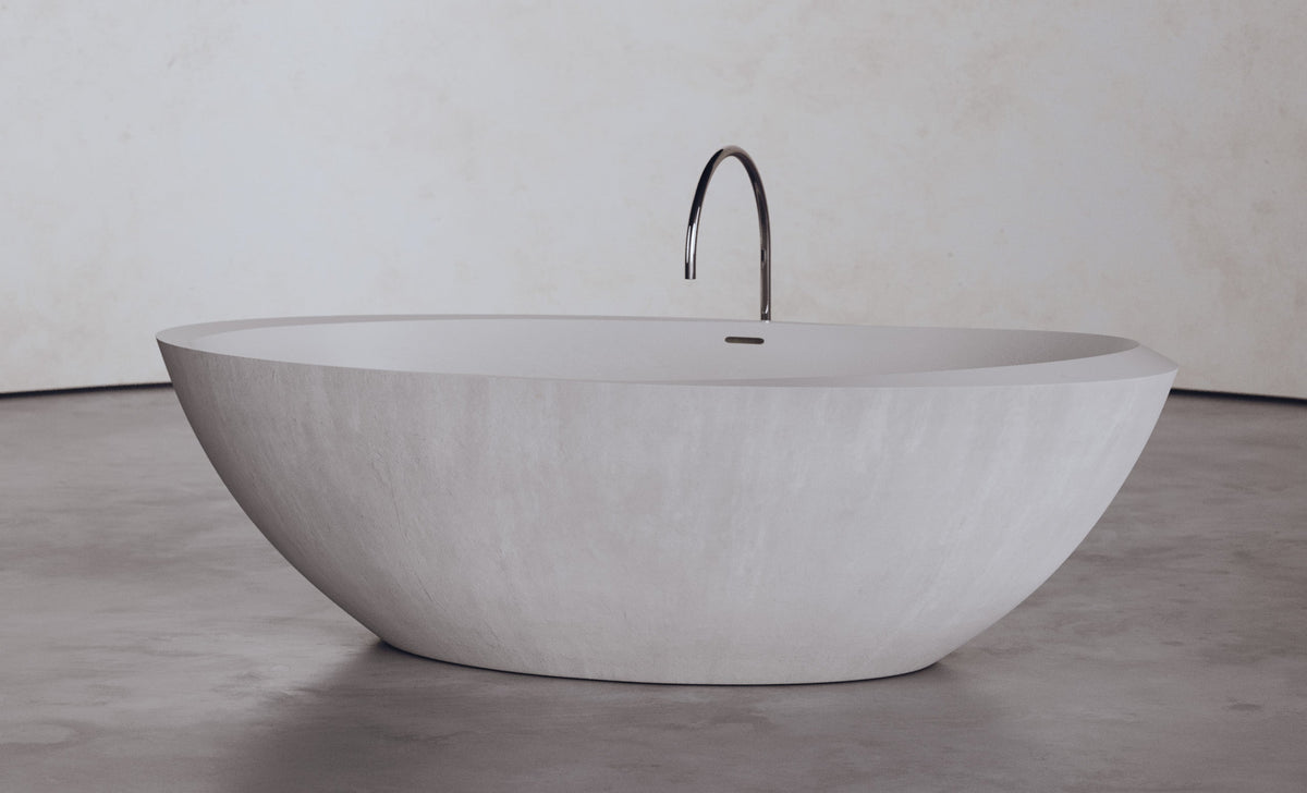 Elevated Concrete Oval Freestanding Bathtub