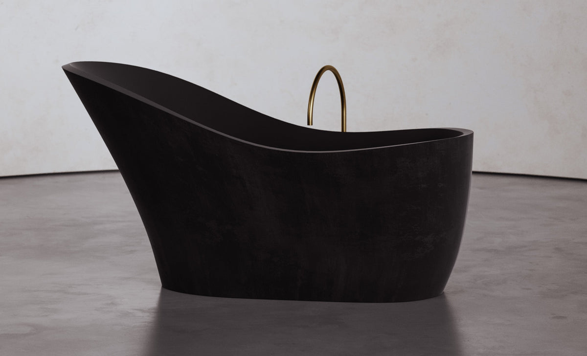 High-Back Slipper Freestanding Concrete Bathtub – Studio Collection – view 2