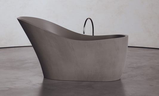 Organic Curve Slipper Bathtub in Elevated Concrete