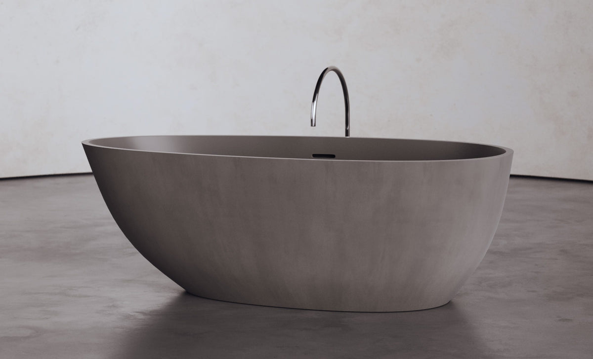 Egg-Shaped Freestanding Concrete Bathtub – Studio Collection – view 3