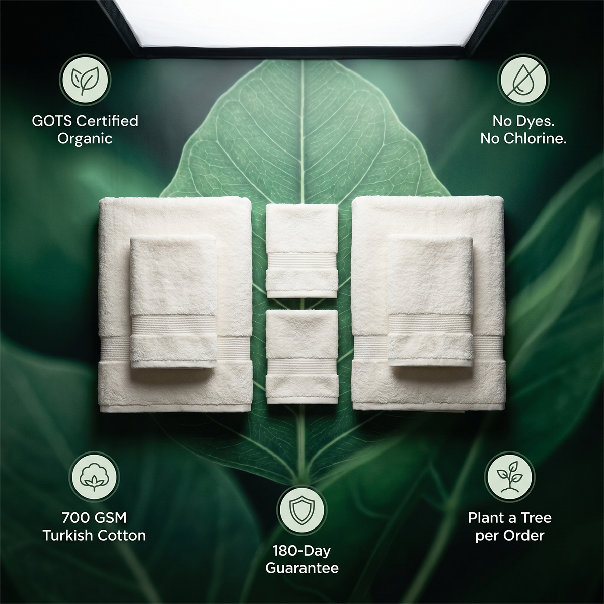 Luxury Organic Cotton Six-Piece Bath Towel Set, GOTS Certified – view 7