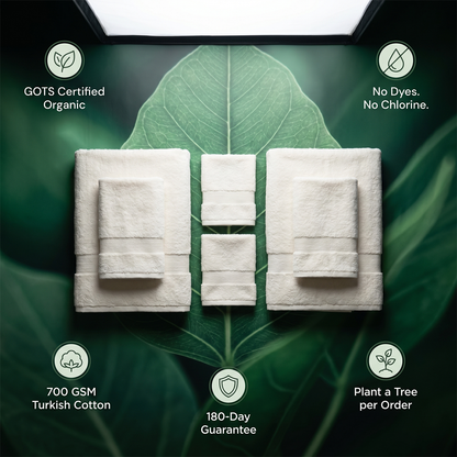 Luxury Organic Cotton Six-Piece Bath Towel Set, GOTS Certified – view 7
