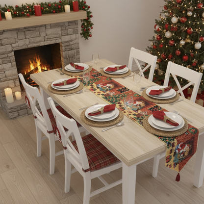 Santa Claus Preparations Festive Cotton Blend Christmas Table Runner – view 7