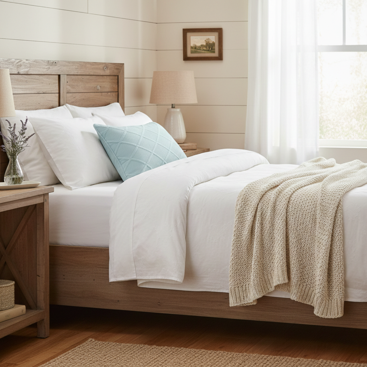 Seafoam Blue Diamond Matelasse Cotton Pillow Sham, Queen or King – view 5