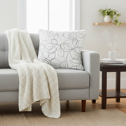 Abstract Leaf Line Art Microfiber Euro Sham and Cushion Covers – view 3