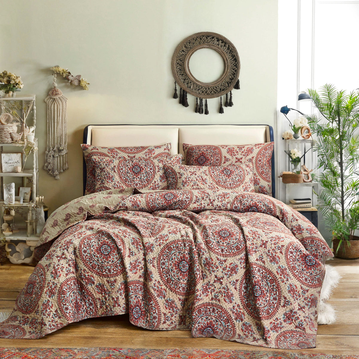 Bohemian Desert Medallion Boteh Paisley Reversible Quilt Set – view 8