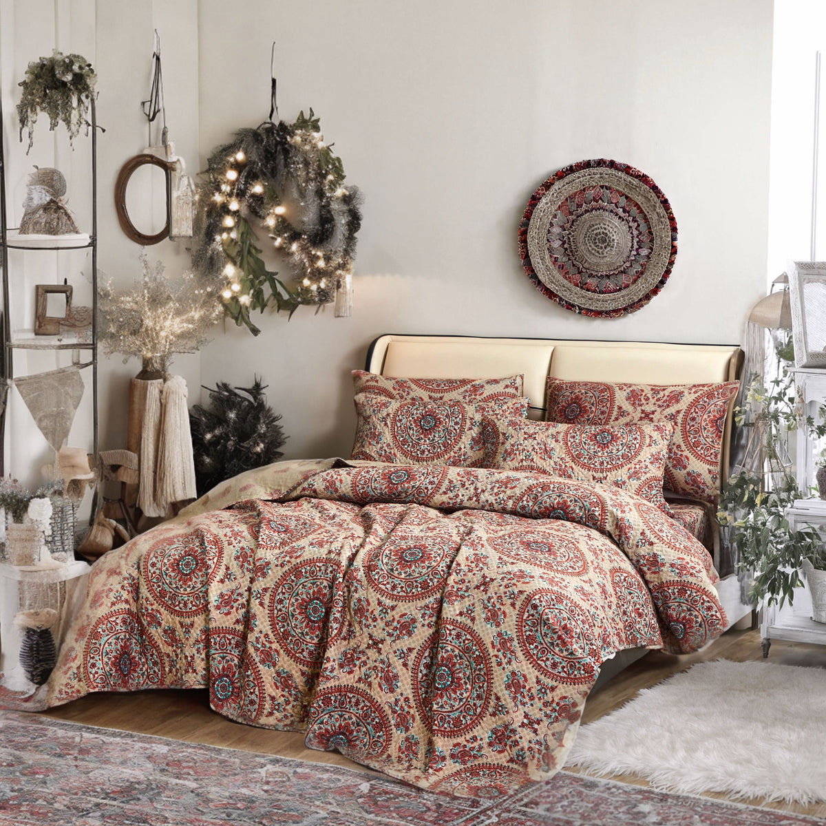 Bohemian Desert Medallion Boteh Paisley Reversible Quilt Set – view 13
