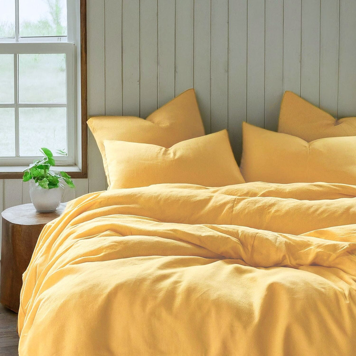 Sunny Yellow Polyester Duvet Cover Set with Zipper Closure – view 5