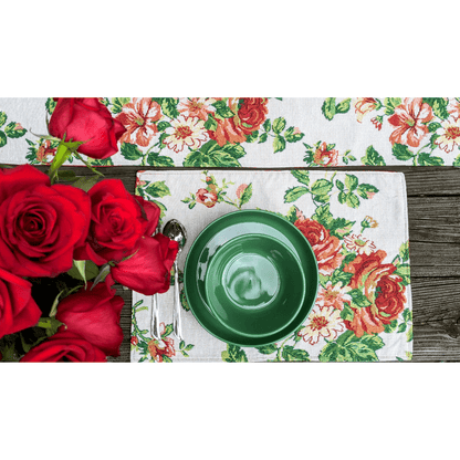 Sweet Roses Vintage Ivory Woven Tapestry Placemat Set – view 3