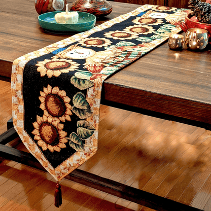 Sunflower Field Scarecrow Autumn Harvest Woven Tapestry Table Runner – view 12