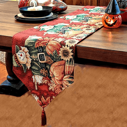 Pumpkin Patch Scarecrow Autumn Harvest Woven Tapestry Table Runner – view 6