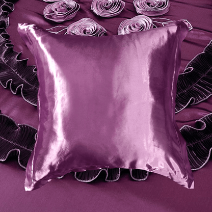 Midnight Bloom Dark Purple Satin Euro Sham, 26 x 26 – view 3