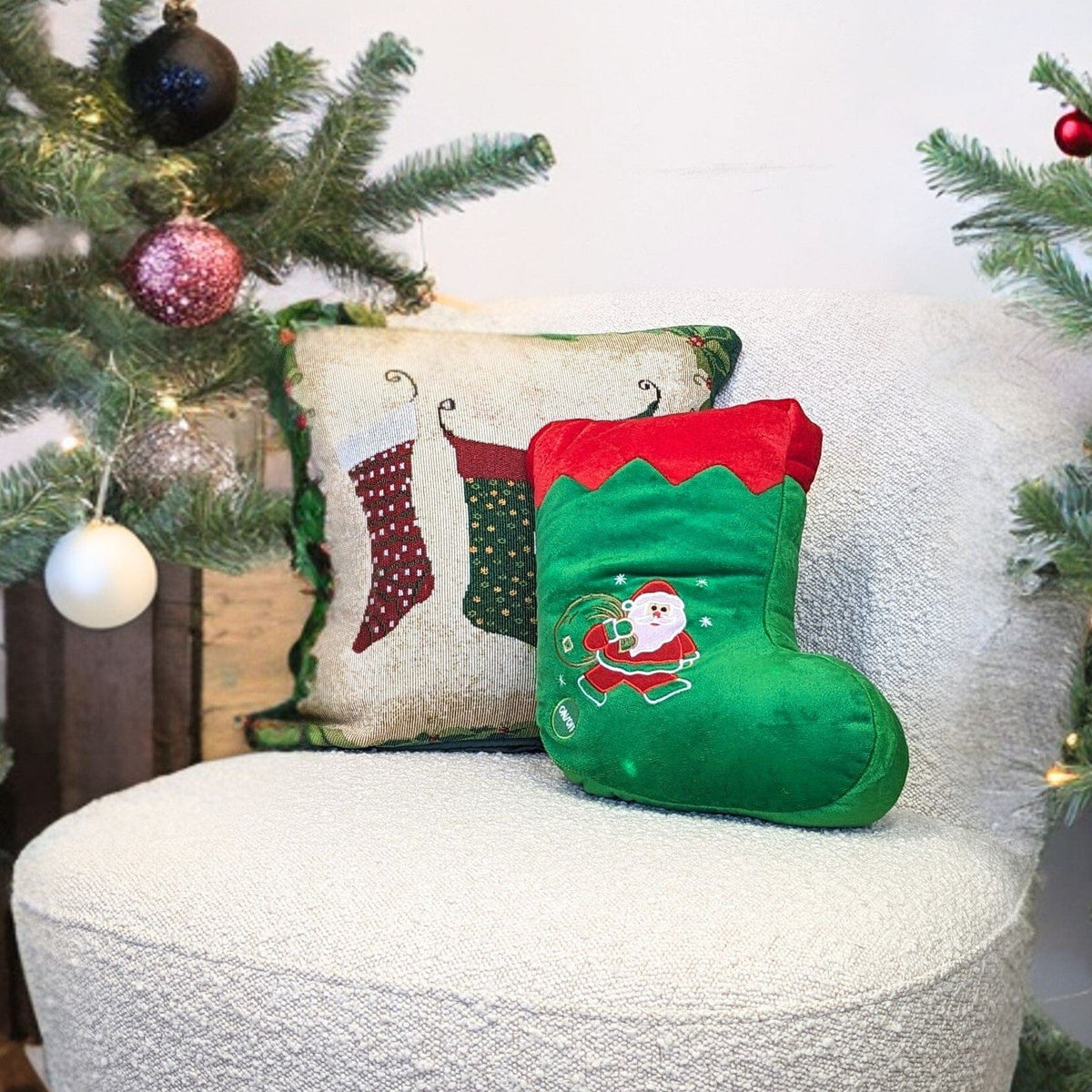 Christmas Santa Stocking Microbead LED Light-Up Throw Pillow – view 9