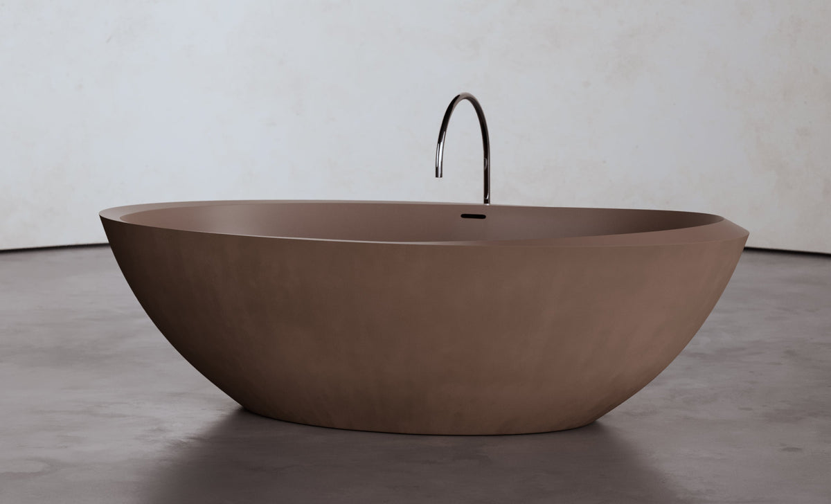 Large Oval Freestanding Concrete Bathtub – Studio Collection – view 4