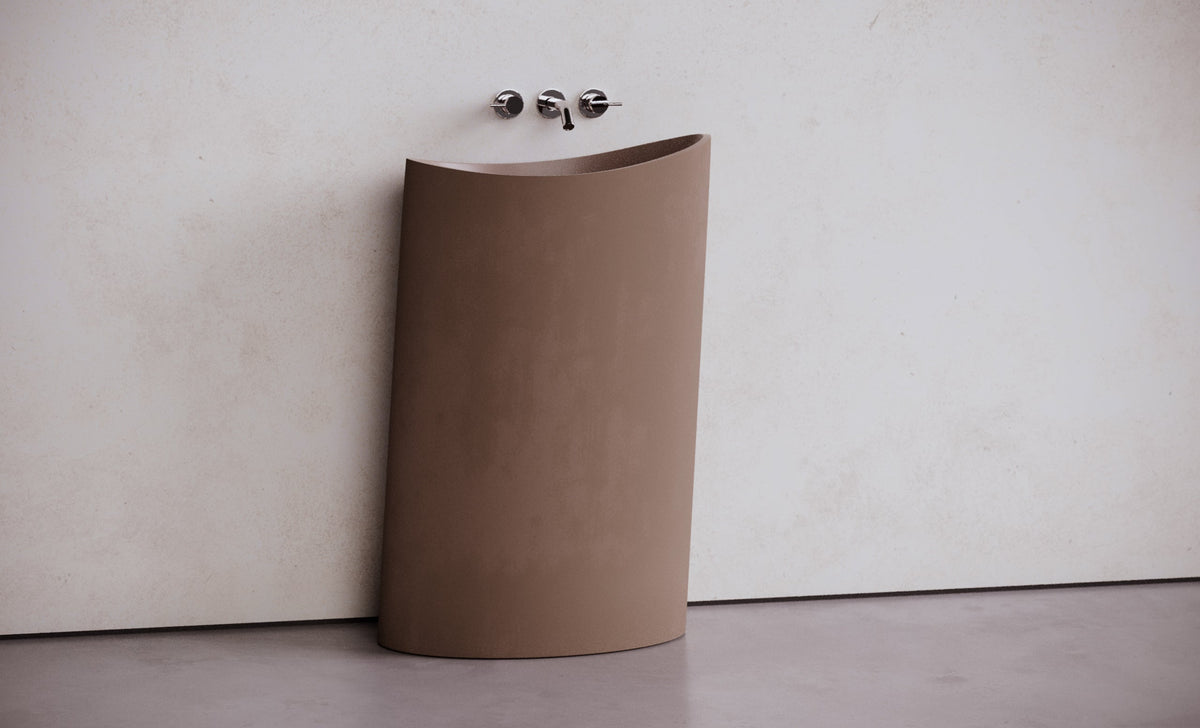 Oval Freestanding Concrete Pedestal Sink – Studio Collection – view 4