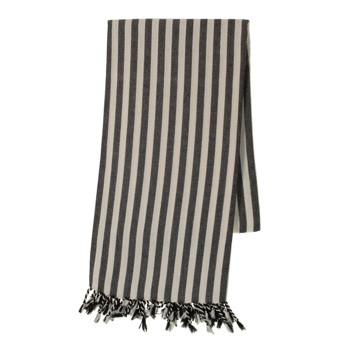 Vertical Striped Hand Woven Turkish Towel with Colored Fringe – view 4