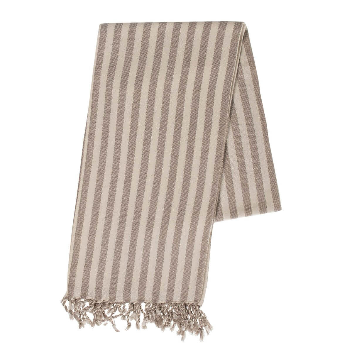 Vertical Striped Hand Woven Turkish Towel with Colored Fringe – view 5