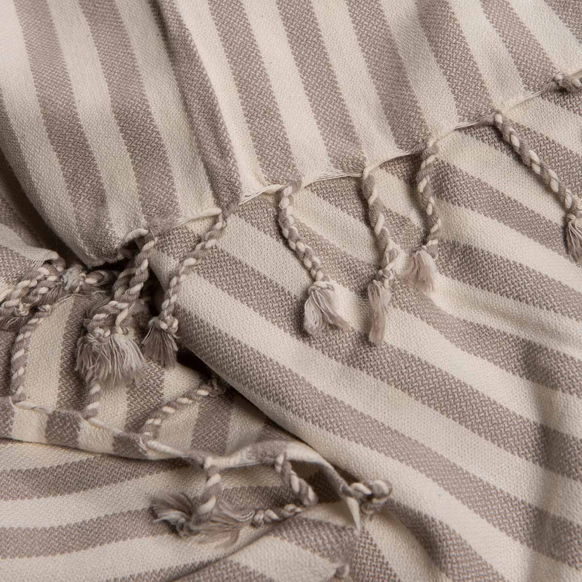 Vertical Striped Hand Woven Turkish Towel with Colored Fringe – view 8