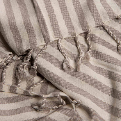 Vertical Striped Hand Woven Turkish Towel with Colored Fringe – view 8