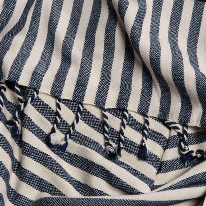 Vertical Striped Hand Woven Turkish Towel with Colored Fringe – view 6