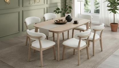Scandinavian Dining Table Set with Upholstered Chairs, Seats 4–6 – view 4