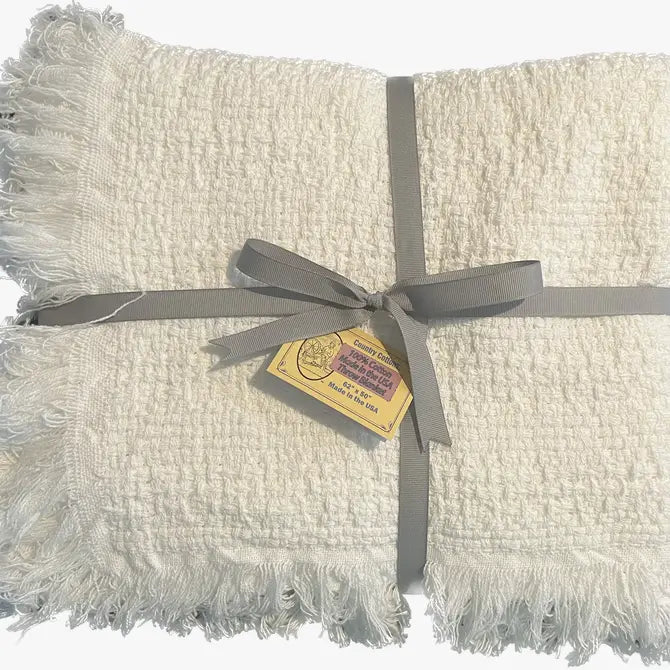 100% Cotton Fringed Throw Blanket, 52 x 65 Inch – view 7