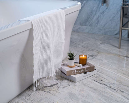 Waffle Weave Organic Cotton Turkish Towel, Stone Washed Bath and Hand – view 37