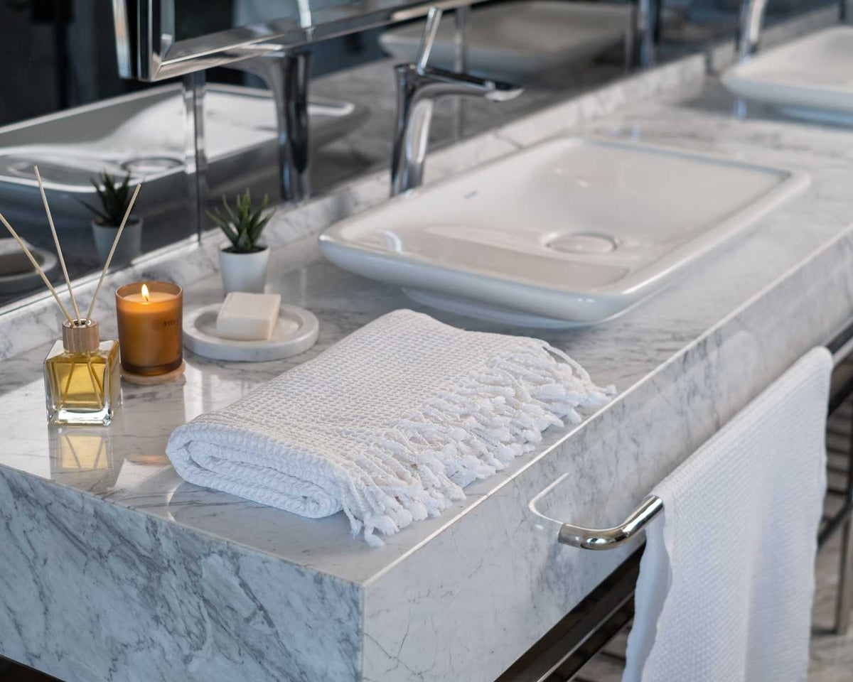 Waffle Weave Organic Cotton Turkish Towel, Stone Washed Bath and Hand – view 39