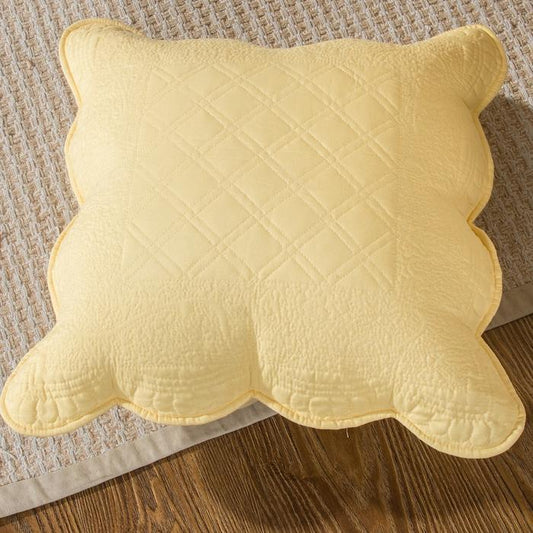 Butter Yellow Diamond Matelasse Scalloped Euro Sham & Cushion Covers – view 2