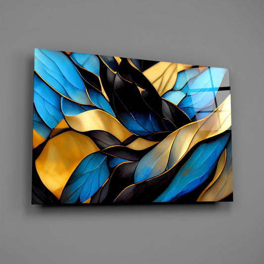 Elegant Stained-Glass Leaves Glass Wall Art in Jewel Tones – view 2