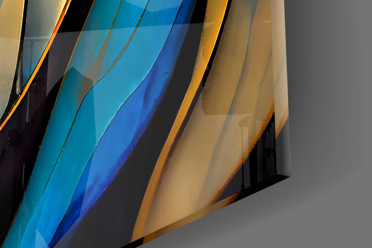 Elegant Stained-Glass Leaves Glass Wall Art in Jewel Tones – view 3
