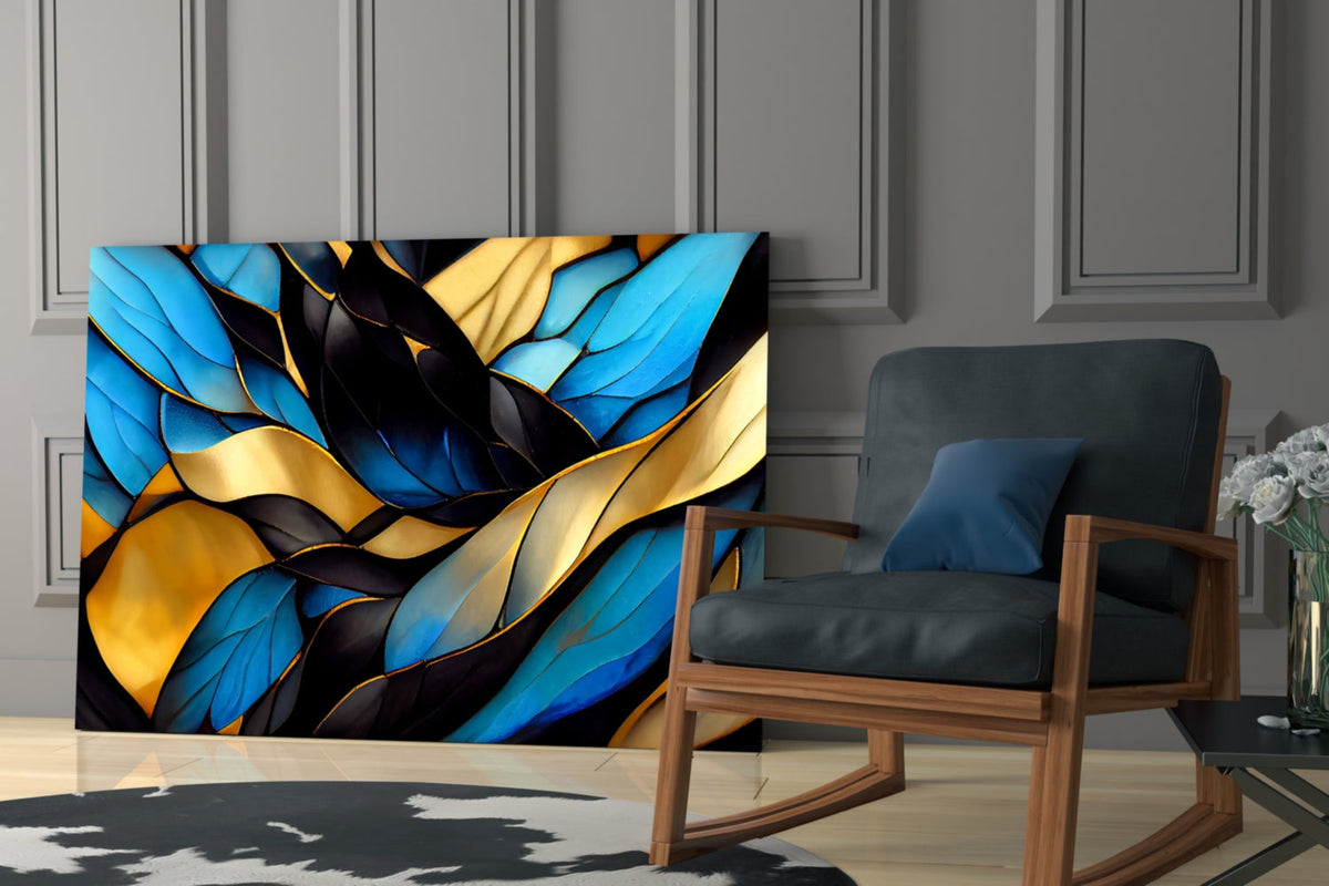 Elegant Stained-Glass Leaves Glass Wall Art in Jewel Tones – view 7