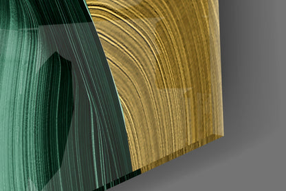 Elegant Swirls in Gold and Green Glass Wall Art – view 6