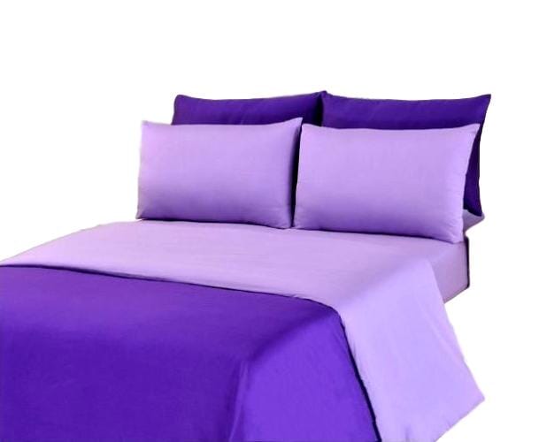 100% Cotton Reversible Duvet Cover Set in Dark Purple and Lavender – view 3