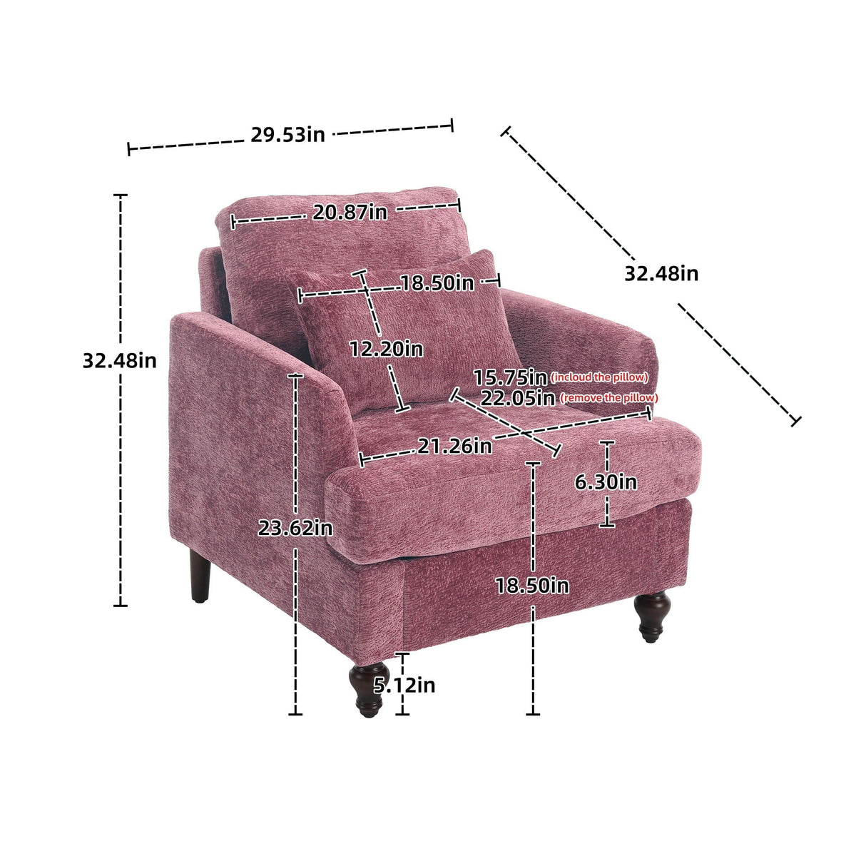 Mid Century Modern Tufted Armchair with Solid Wood Frame – view 15
