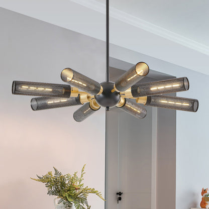 Modern Industrial Black Sputnik 8-Light Chandelier, Adjustable Height – view 4