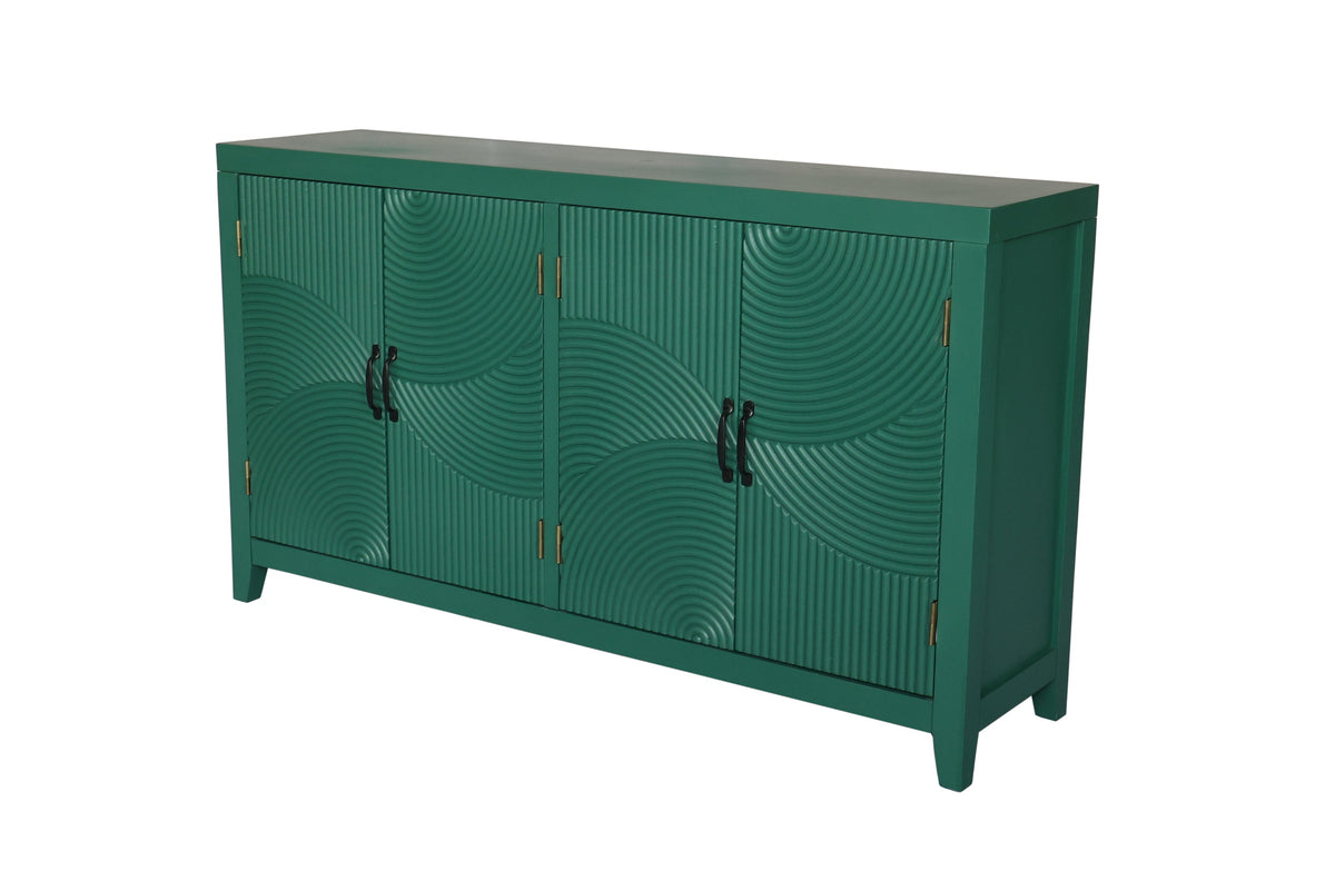 59 Inch Dark Green Mid-Century Modern Accent Cabinet with 4 Doors – view 8