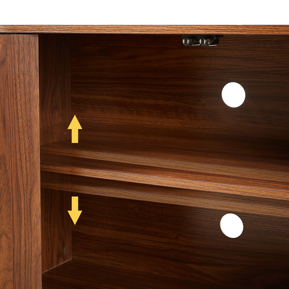 64 Inch Walnut Sideboard Storage Cabinet with Wave Pattern Doors – view 6