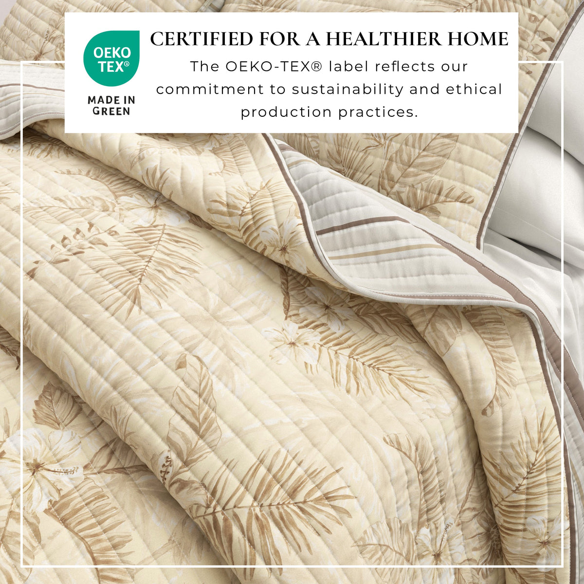 Palm Leaf and Bloom Printed Cotton Quilt Set – Mendocino Collection – view 5