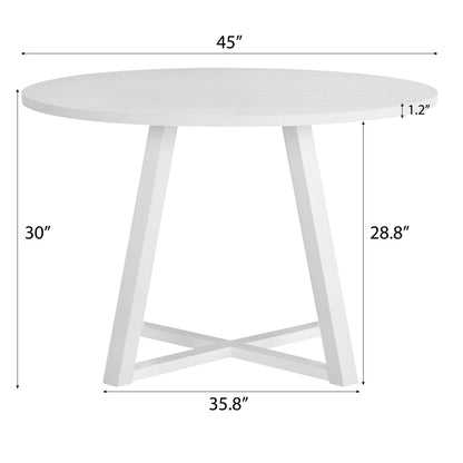 Innes 5-Piece Round Dining Set with Faux Leather Chairs, Vanilla White – view 14