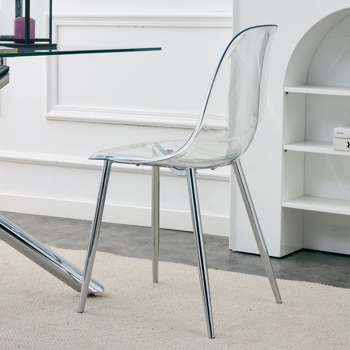 Modern Clear Transparent Dining Chairs with Silver Legs, Set of 6 – view 4